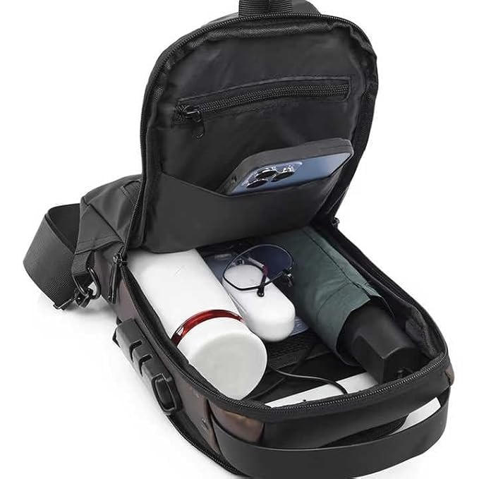 Calyssa Unisex Sling Bag with USB Charging port Shoulder Backpack With Multifunctional for Travel, Hiking, Camping, Daily Out, Crossbody Chest Bags, Waterproof (Grey)
