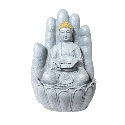 Gautam Buddha on Hand Water Fountain | 78cm Grey Home Decor & Gifts