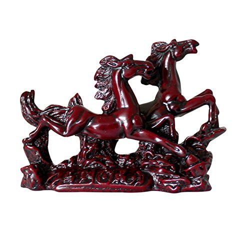 Victory Galloping Red Running Horses Pair Figurine for Positive Energy Vibrations