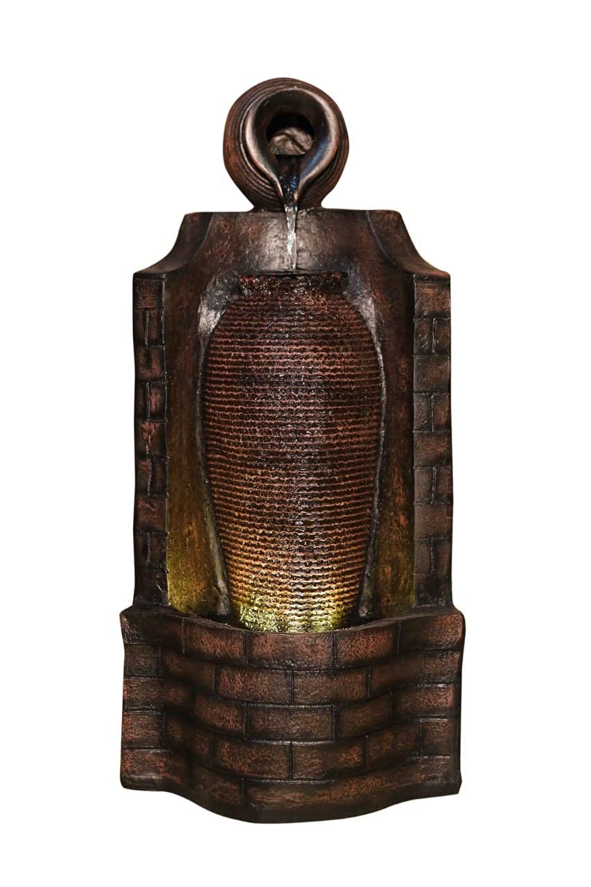 Vase/Pot shaped Water Fountain for Home Decor Gift (72 cm X 40 cm X 30 cm, Brown)