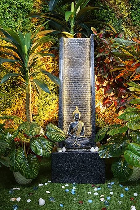 Water Fountain with Lord Buddha Statue for Home/Office/Puja Room/House Warming Gift/Living Room/Hall/Terrace(Black)