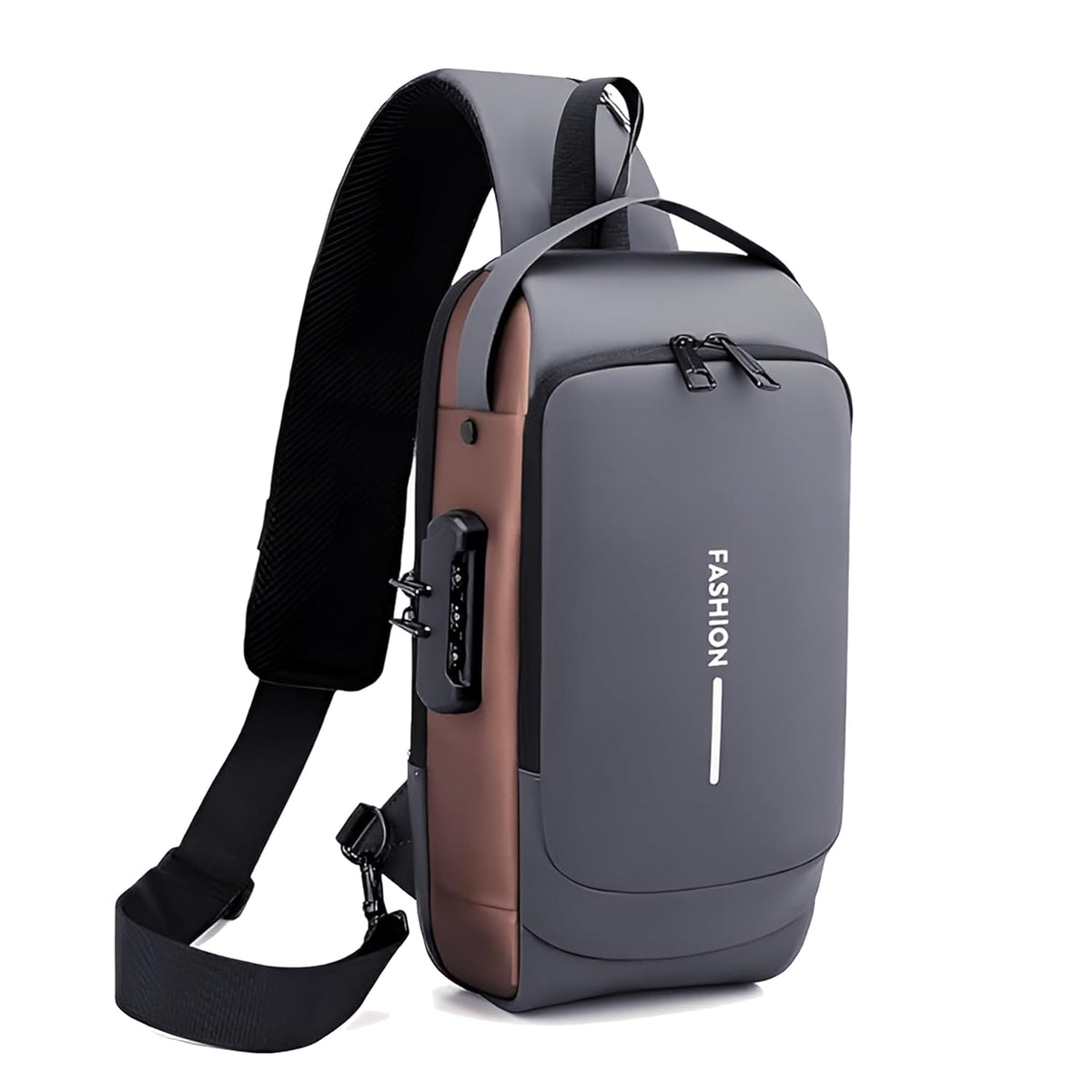 Calyssa Unisex Sling Bag with USB Charging port Shoulder Backpack With Multifunctional for Travel, Hiking, Camping, Daily Out, Crossbody Chest Bags, Waterproof (Grey)