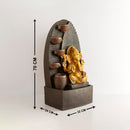 God Ganesha with Diya Figurine Elegant Premium Indoor Water Fountain (70 X 24 X 32 cm)