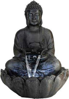 Lord Buddha Large Water Fountain for Home Decoration and Gifting (Black, 90 cm)