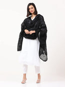 Women's Fashion Designer Embroidered COTTON Dupatta Scarf for Women/Girls (Length: 2.2 meters, Made in India, Colour : Black)