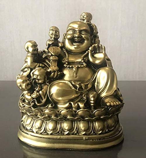 Fengshui Laughing Buddha Sitting with Children Buddha for Good Luck & Happiness (6.5 Inches) - Home Decoration & Gifting