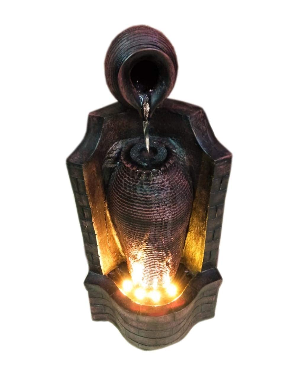 Vase/Pot shaped Water Fountain for Home Decor Gift (72 cm X 40 cm X 30 cm, Brown)