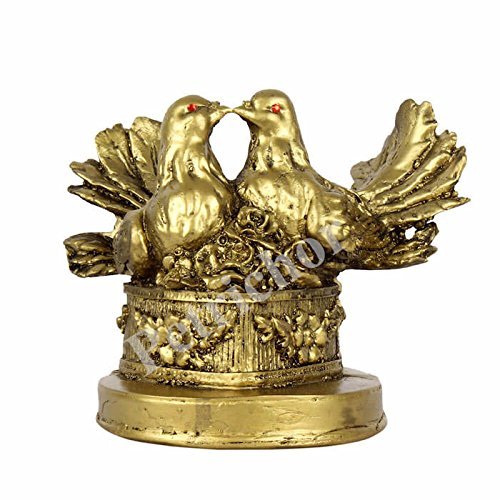 Fengshui Golden Polyresin Love Bird Pair Gift Home/Office Decoration