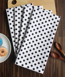 6 Pc Cotton Cloth Napkin 19 inches by 27 inches for Kitchen Modern Design Dinner Napkin, 100% Cotton Soft Durable Napkins Towel (Black Polka on White, Set of 6) (White - Black Polka, 6)