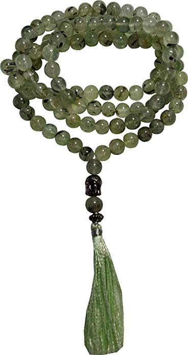 Petrichor Prehnite Mala 8 mm for Vastu, Meditation, Protection, Energizer, Vitality/Passion Mala/Necklace for Unisex/Jewellery/Rosary Beads