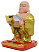Solar Laughing Buddha with Waving Fan - 19 cm Moving Head for Health Wealth & Prosperity