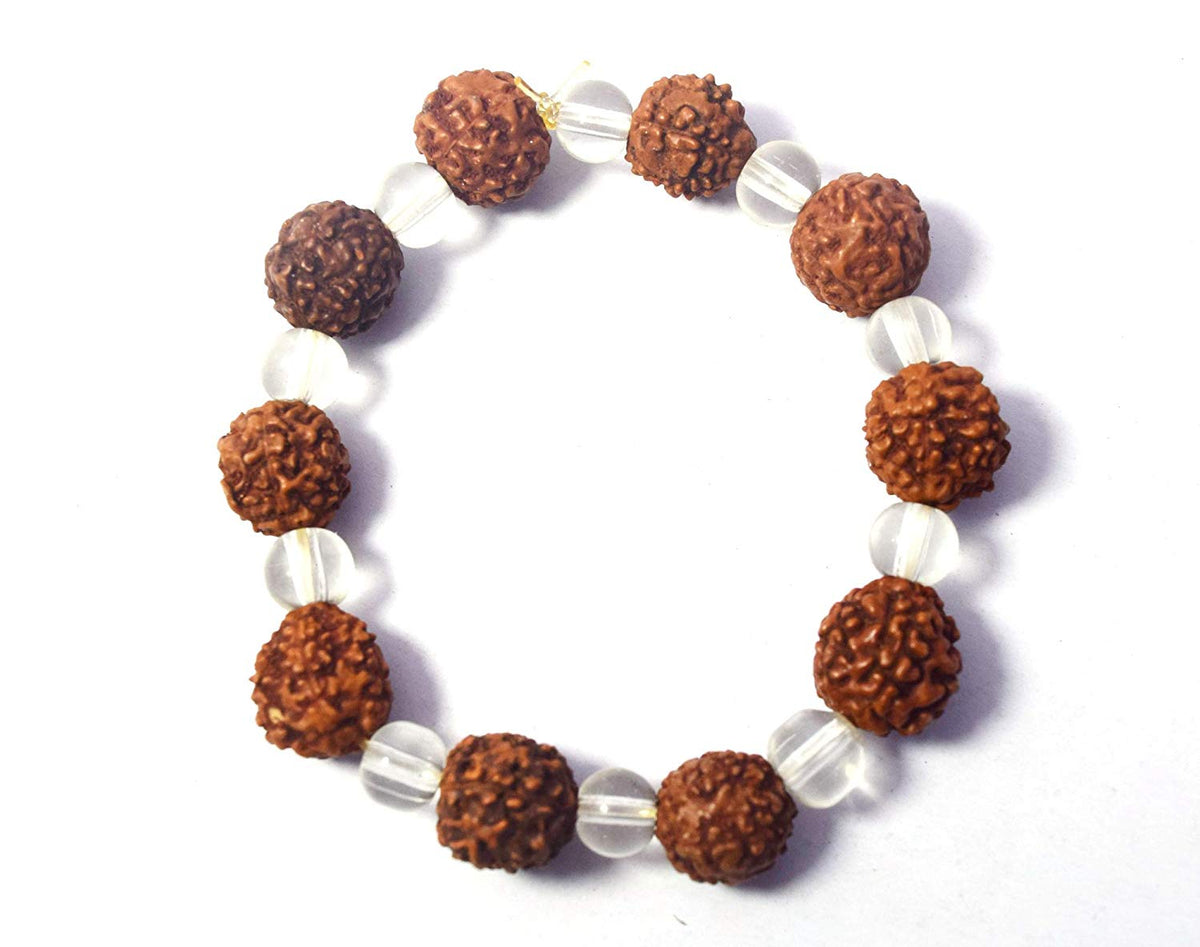 Original 5 Mukhi Rudraksha Sphatik Bracelet - Daily Wear Party Wear Gifts for Men and Women
