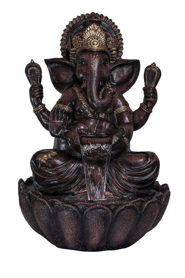 Ganesha Sitting on Lotus Large Water Fountain for Home Decortion Gifts