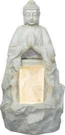 Gautam Buddha Namaste Pose Water Fountain Indoor Outdoor Large Water Fountain (76 x 31 x 38 cm, White)