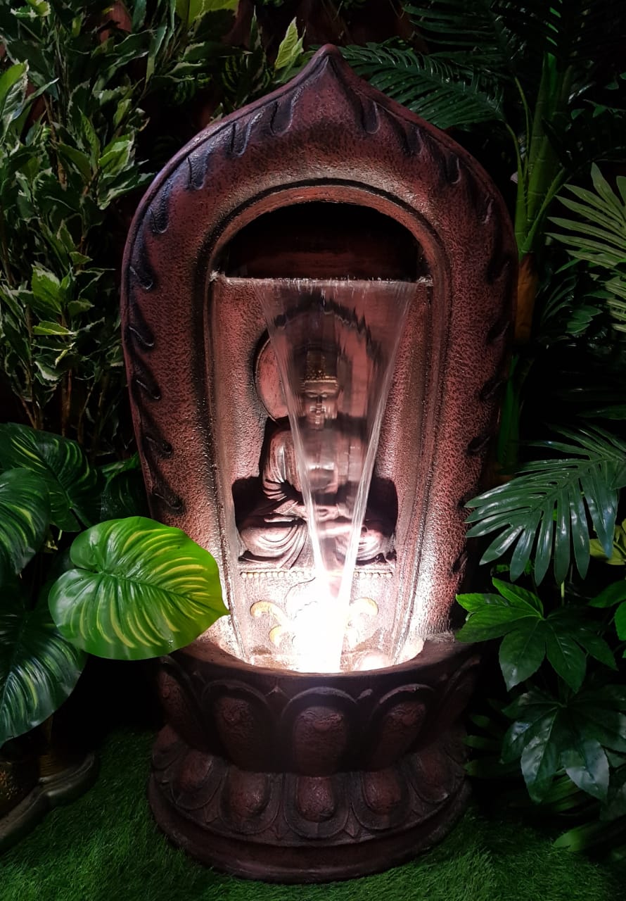 Gautam Buddha Large Water Fountain for Home Decoration Gifts (94 cm, Brown)