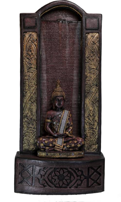 Gautam Buddha Water Fountain for Home/Office/Puja Room/House Warming Gift/Living Room/Hall/Terrace (125 cm X 56 cm X 35 cm, Brown)