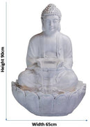 Large Indoor Water Fountain with Lord Buddha Sitting on Lotus for House Warming/Gift/Living Room/Garden (White)